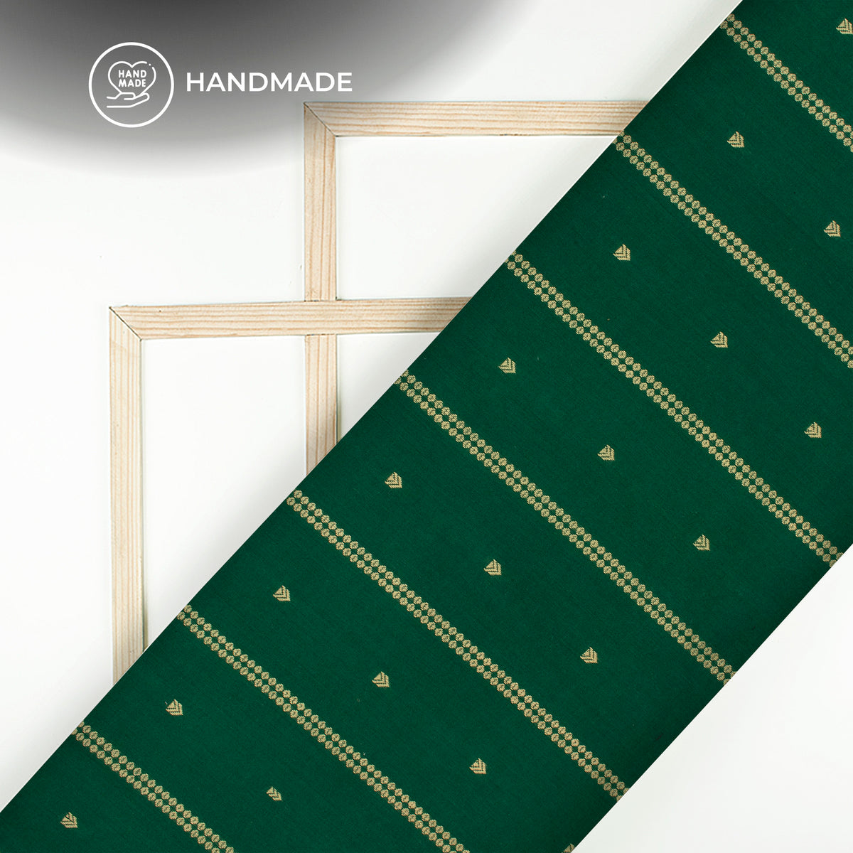 Sacramento Green Traditional Stripes Dobby Handloom Cotton Fabric