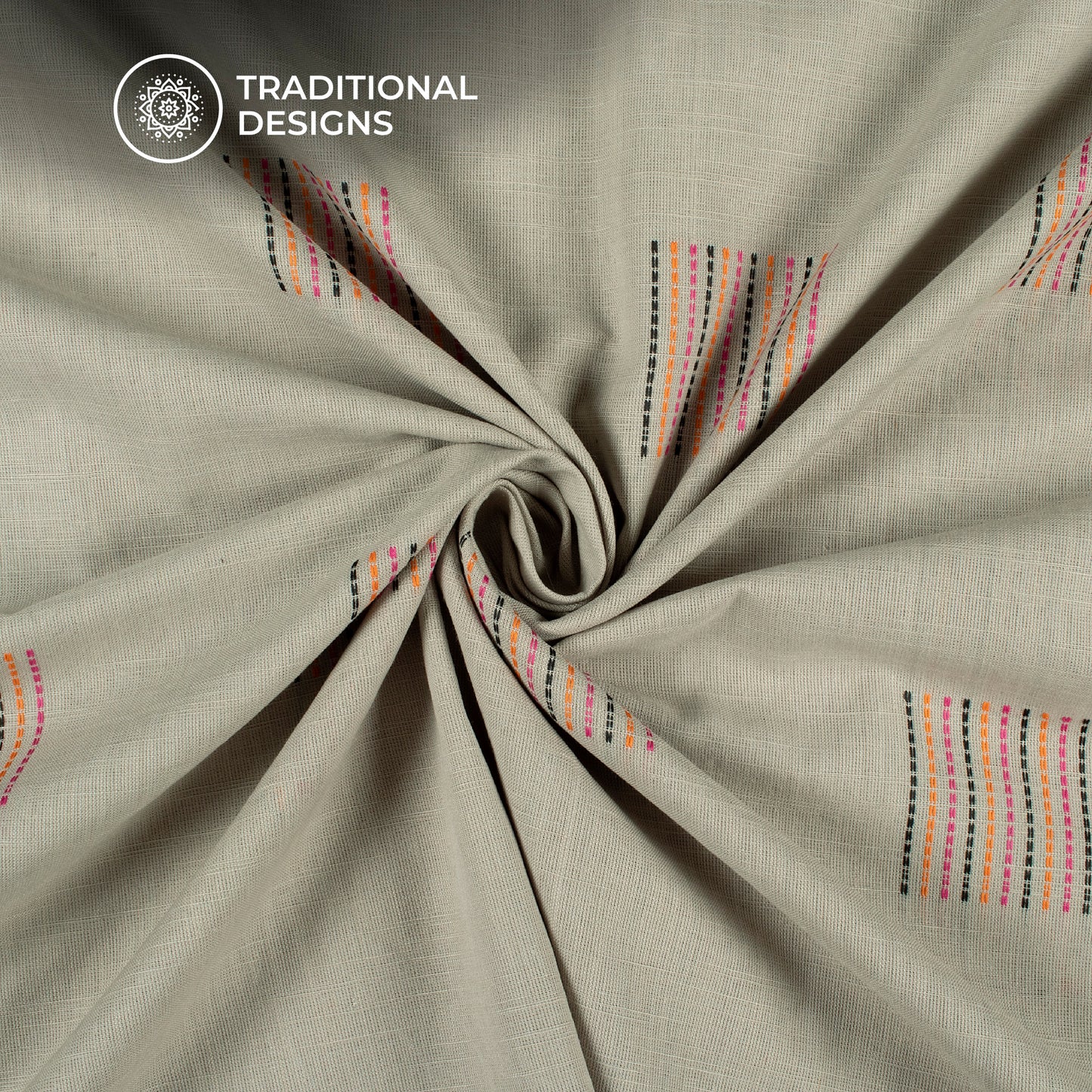 Rhino Grey Thread Stripes Dobby Handloom Cotton Fabric