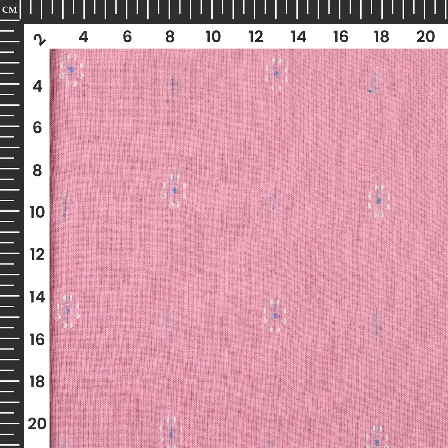 Blush Pink And White Booti Dobby Handloom Cotton Fabric