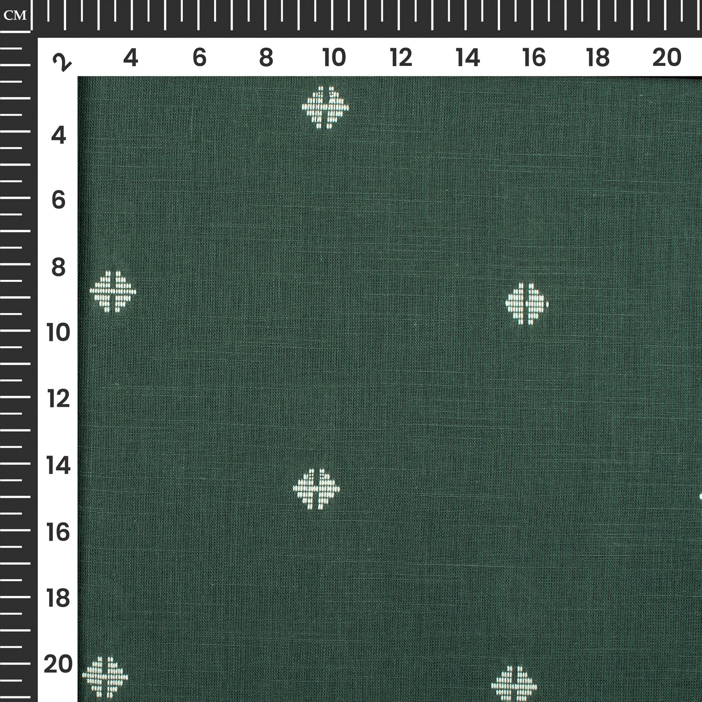 Pine Green Triangle Booti Dobby Handloom Cotton Fabric