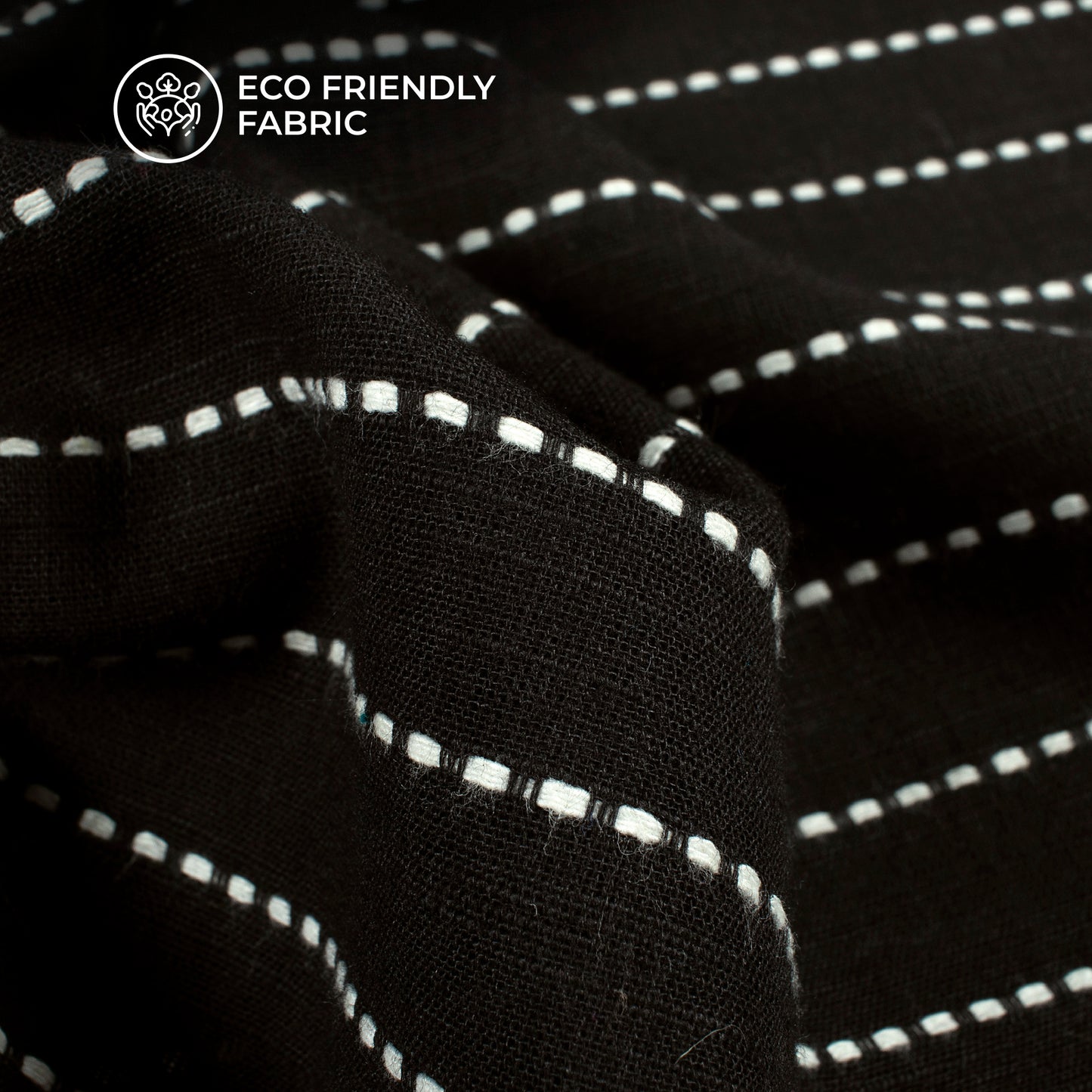 Black And White Stripes Dobby Handloom Cotton Fabric