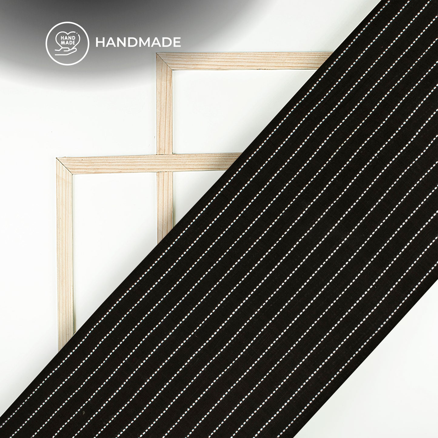 Black And White Stripes Dobby Handloom Cotton Fabric