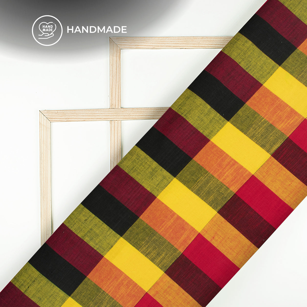 Multi-Color Checked Handloom Cotton Fabric
