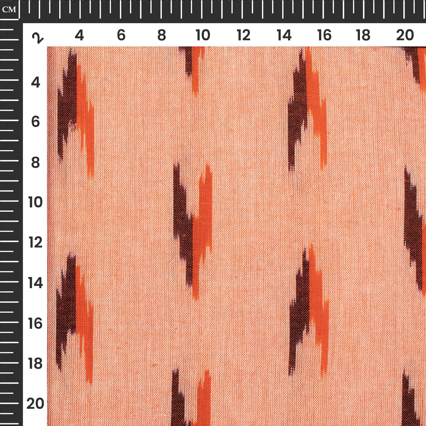 Peach Geometric Pre-Washed Pochampally Ikat Cotton Fabric