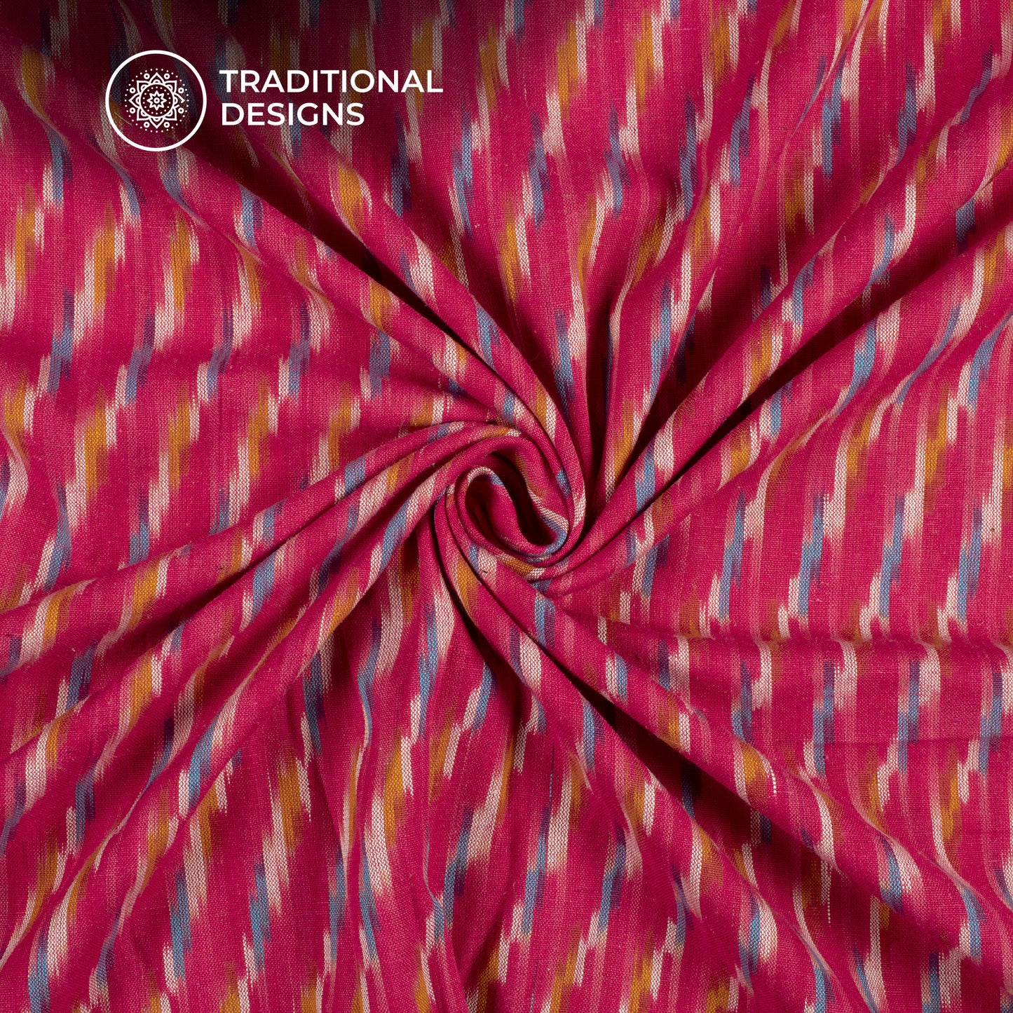 Pink Stripes Pre-Washed Pochampally Ikat Cotton Fabric