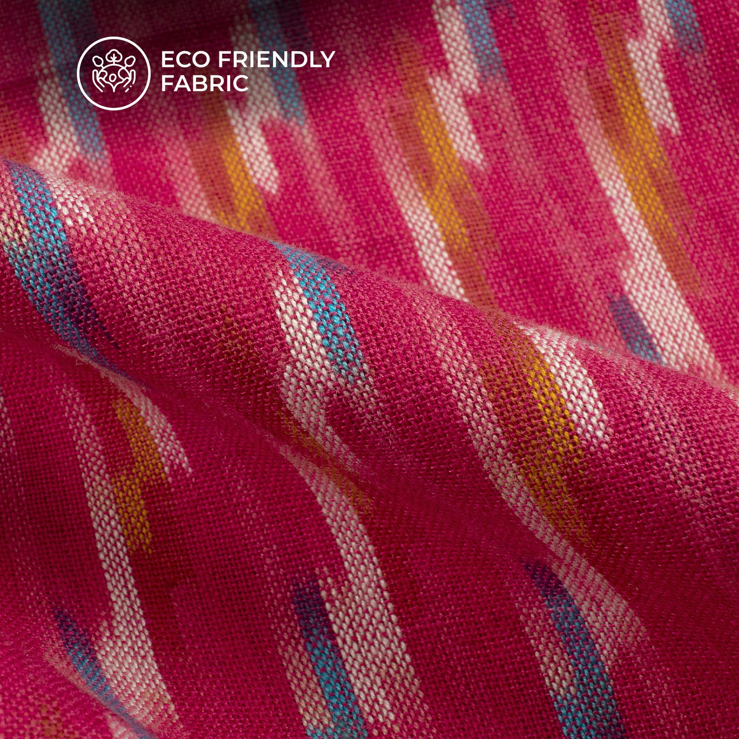 Pink Stripes Pre-Washed Pochampally Ikat Cotton Fabric