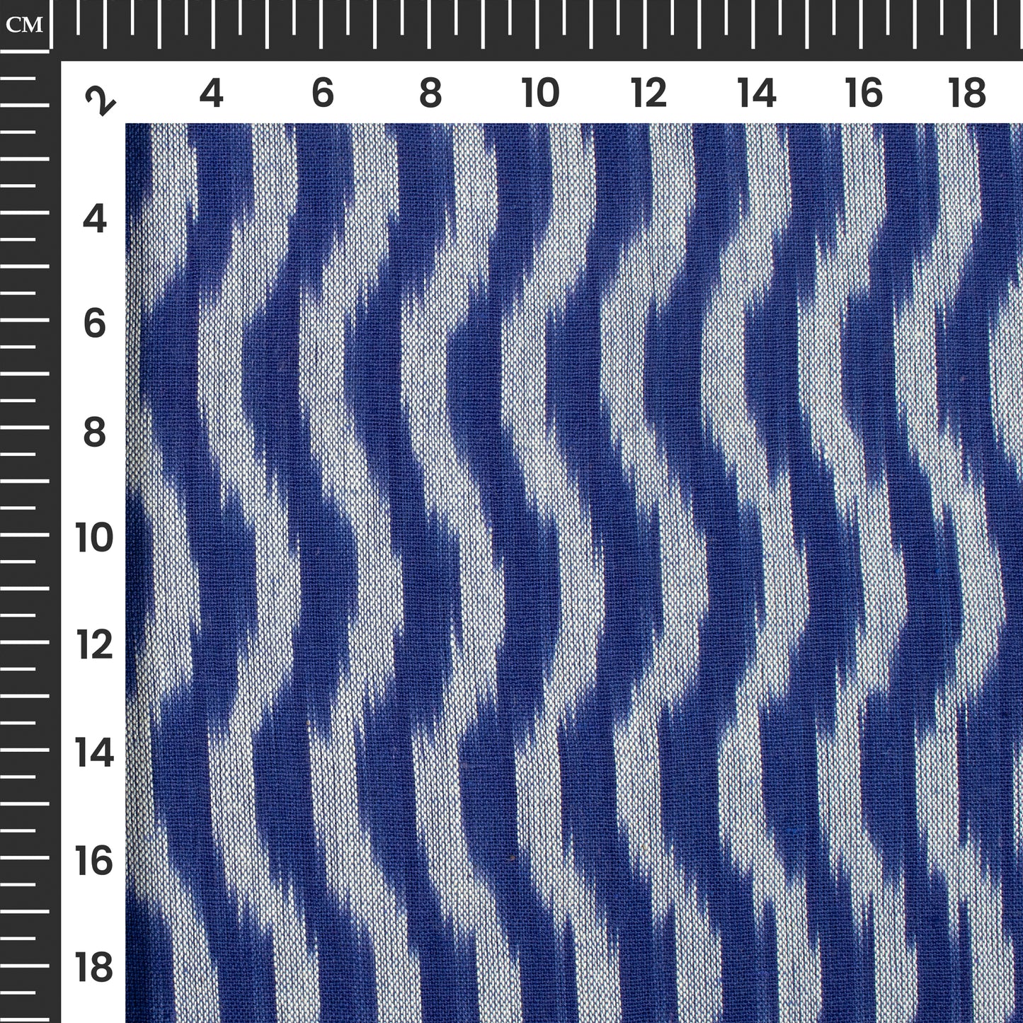 Royal Blue Leheriya Pre-Washed Pochampally Ikat Cotton Fabric