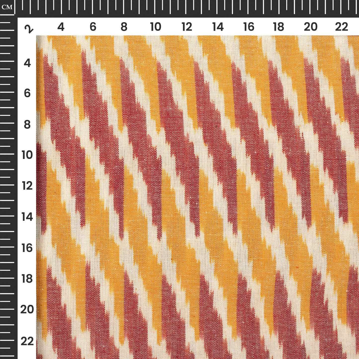 Yellow Leheriya Pre-Washed Pochampally Ikat Cotton Fabric