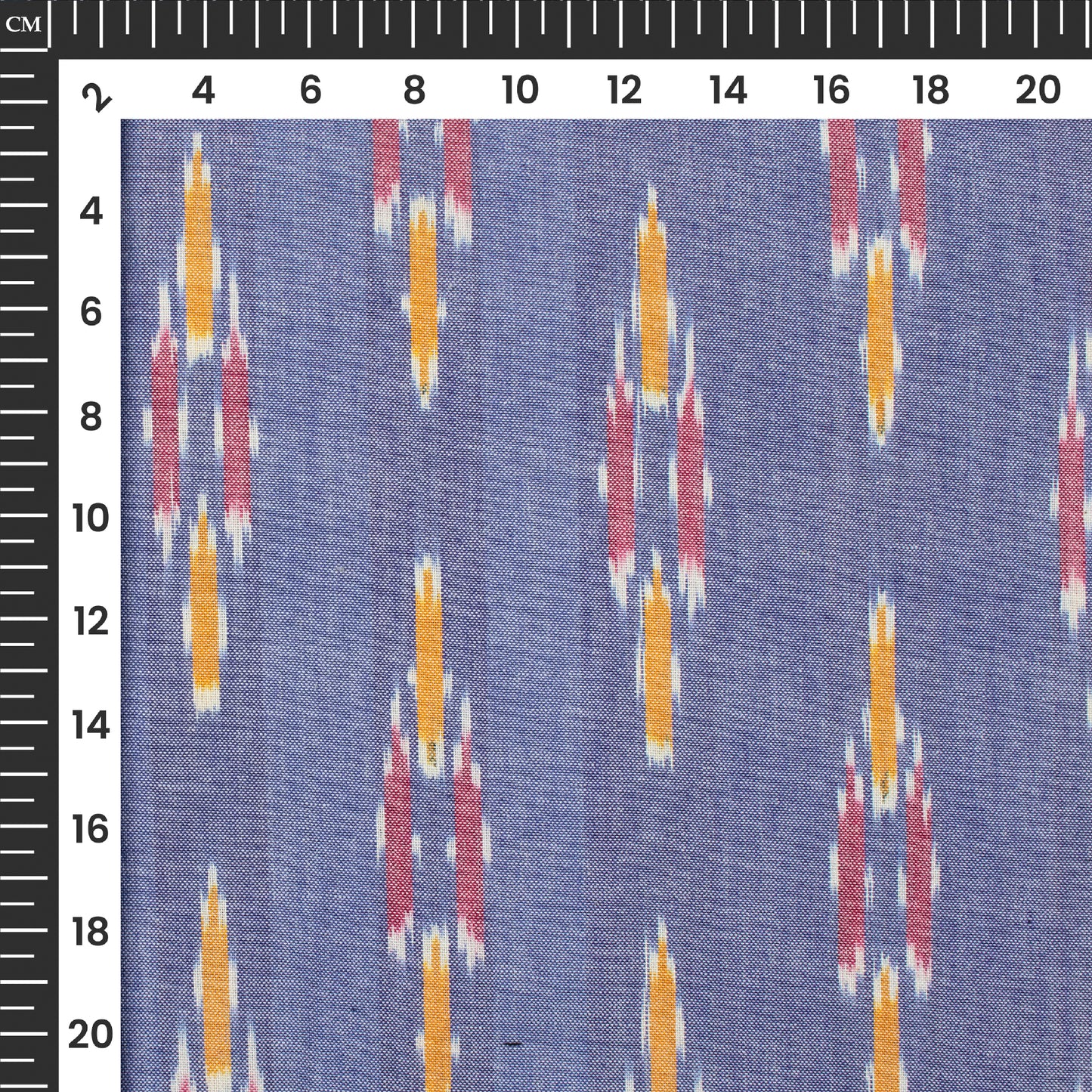 Pastel Blue Geometric Pre-Washed Pochampally Ikat Cotton Fabric