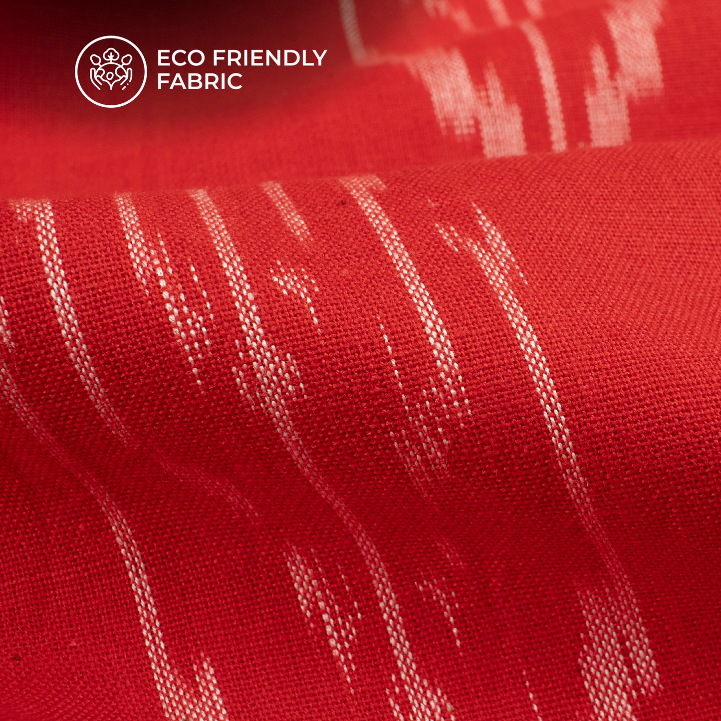 Crimson Red Pre-Washed Pochampally Ikat Cotton Fabric