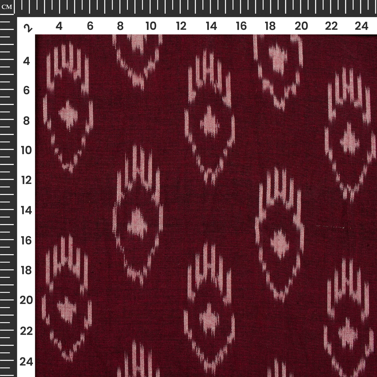 Mahogany Red Pre-Washed Pochampally Ikat Cotton Fabric