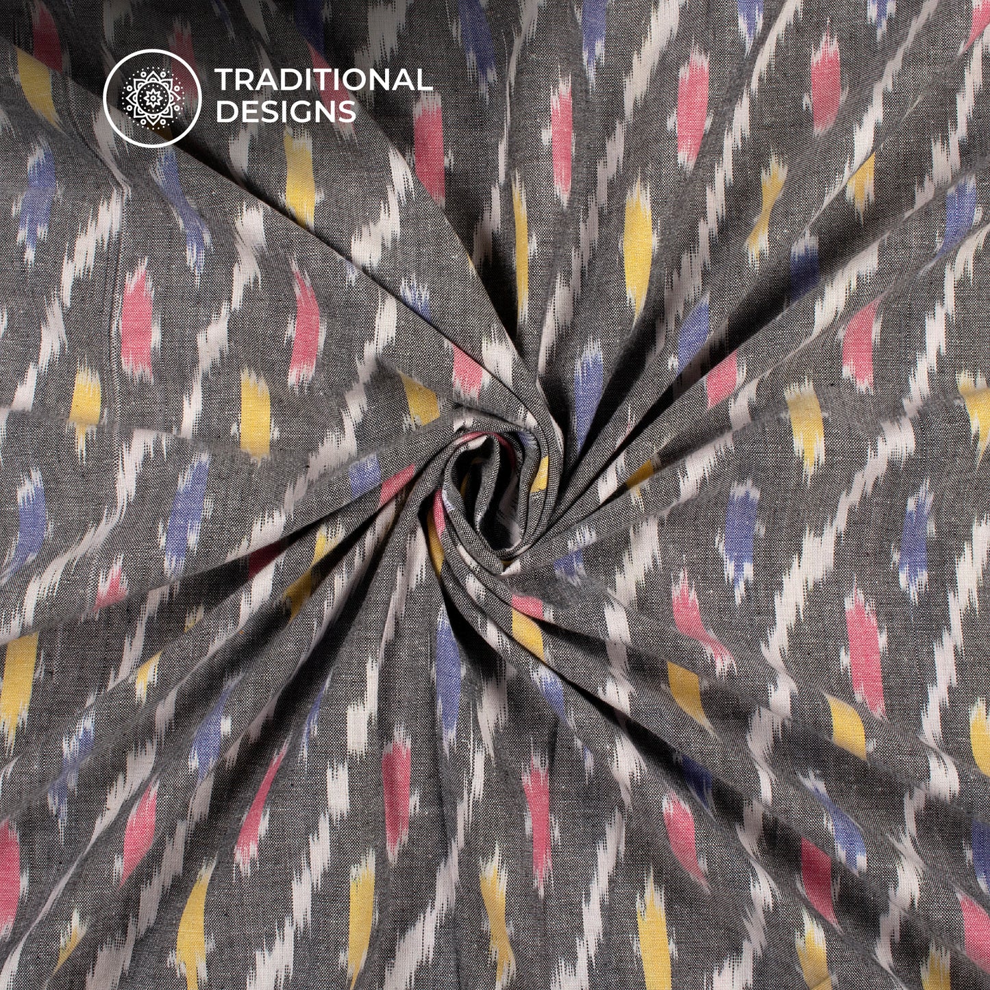 Grey Stripes Pre-Washed Pochampally Ikat Cotton Fabric