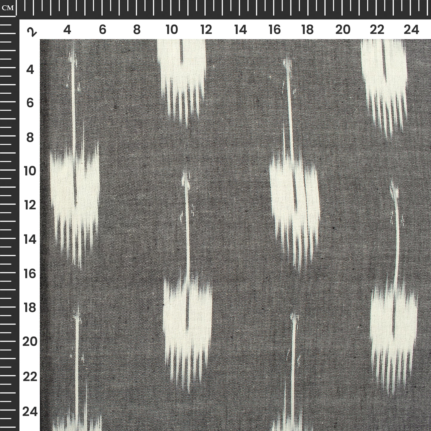 Grey And White Geometric Pre-Washed Pochampally Ikat Cotton Fabric