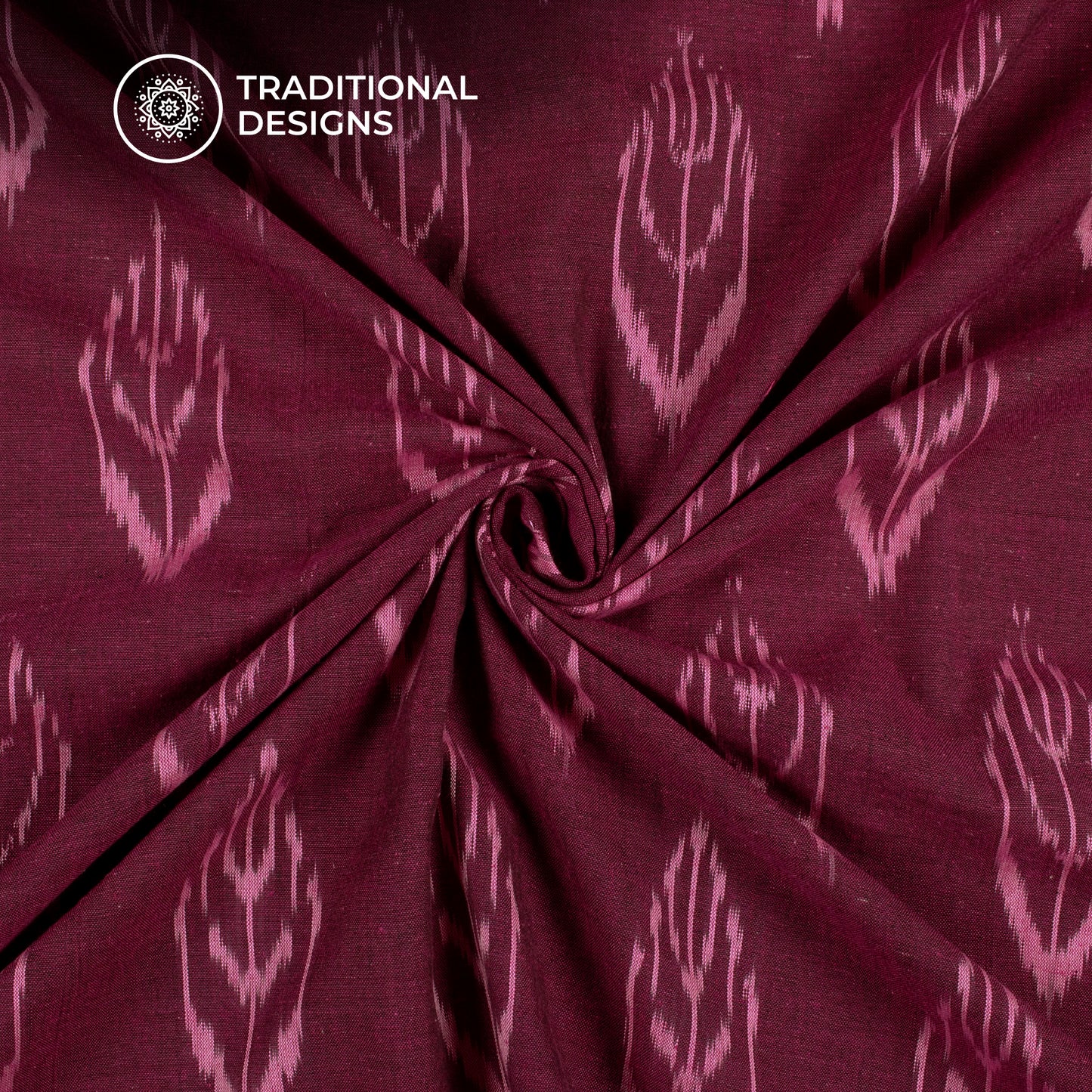 Maroon Geometric Pre-Washed Pochampally Ikat Cotton Fabric