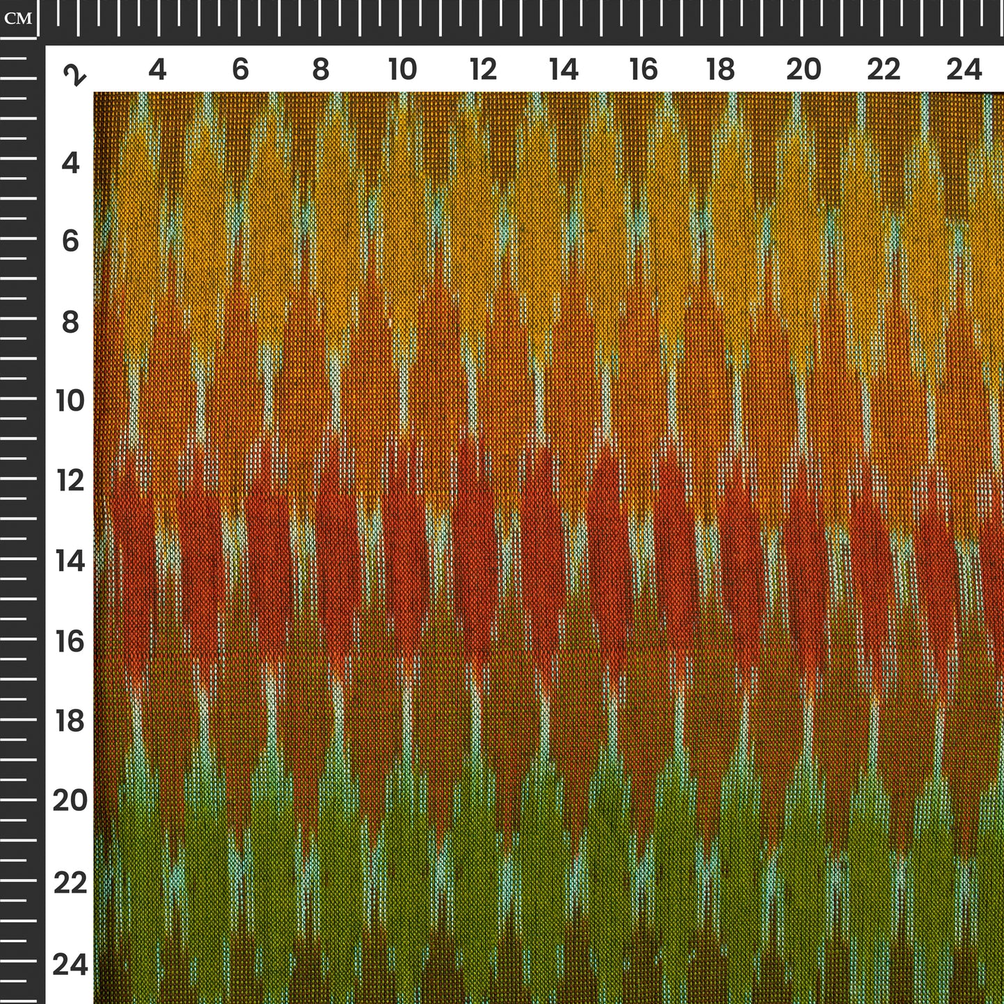 Ochre Yellow Pre-Washed Pochampally Computer Ikat Cotton Fabric