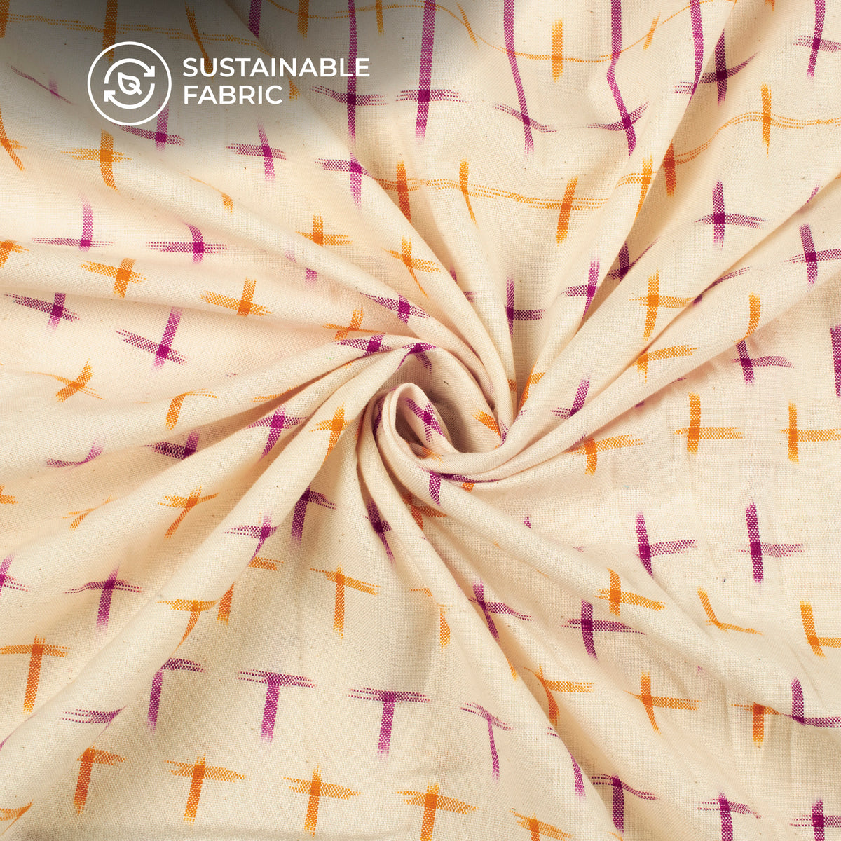Pre-Washed Pochampally Weave Double Ikkat Cotton Fabric