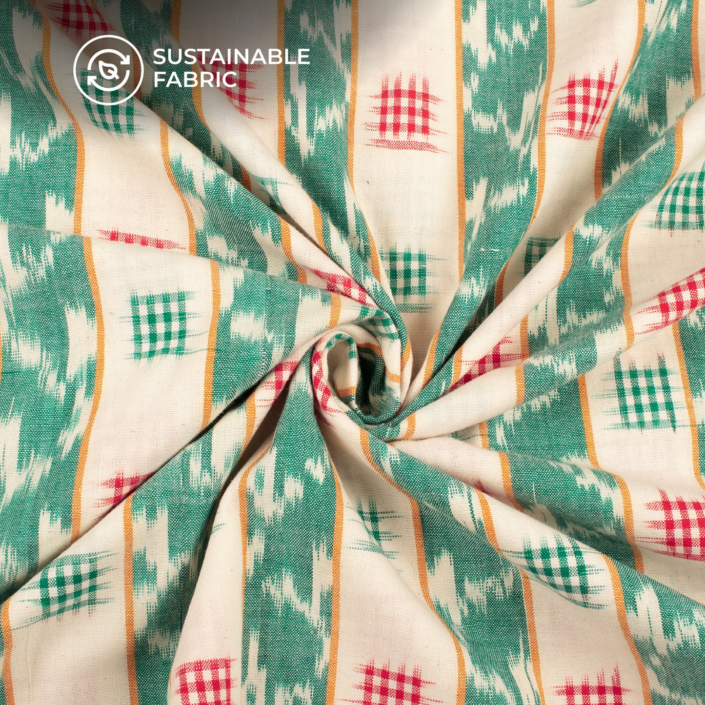 Pre-Washed Pochampally Weave Double Ikat Cotton Fabric