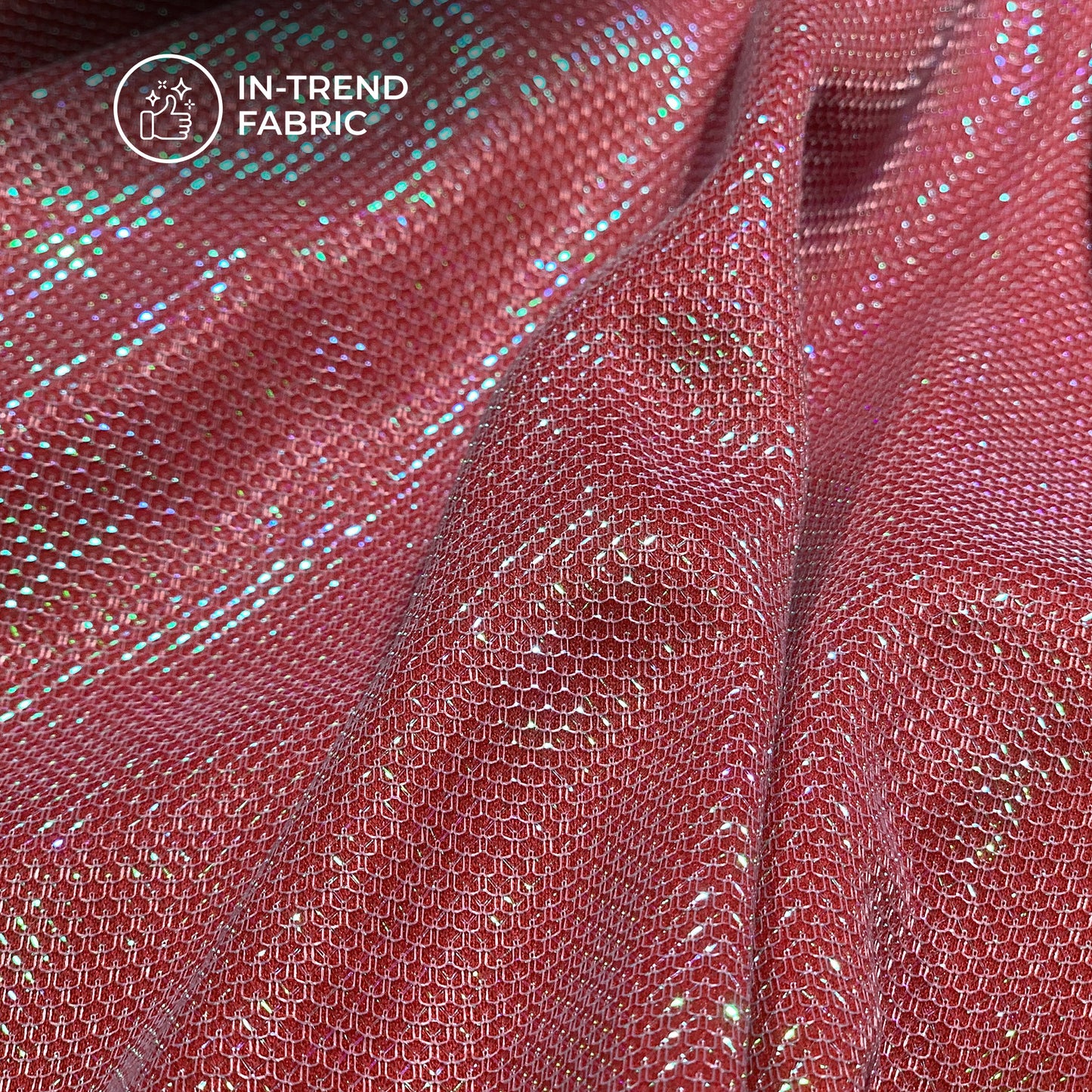 Trendy Red Dual Tone Net On Imported Lycra Fabric Fabric