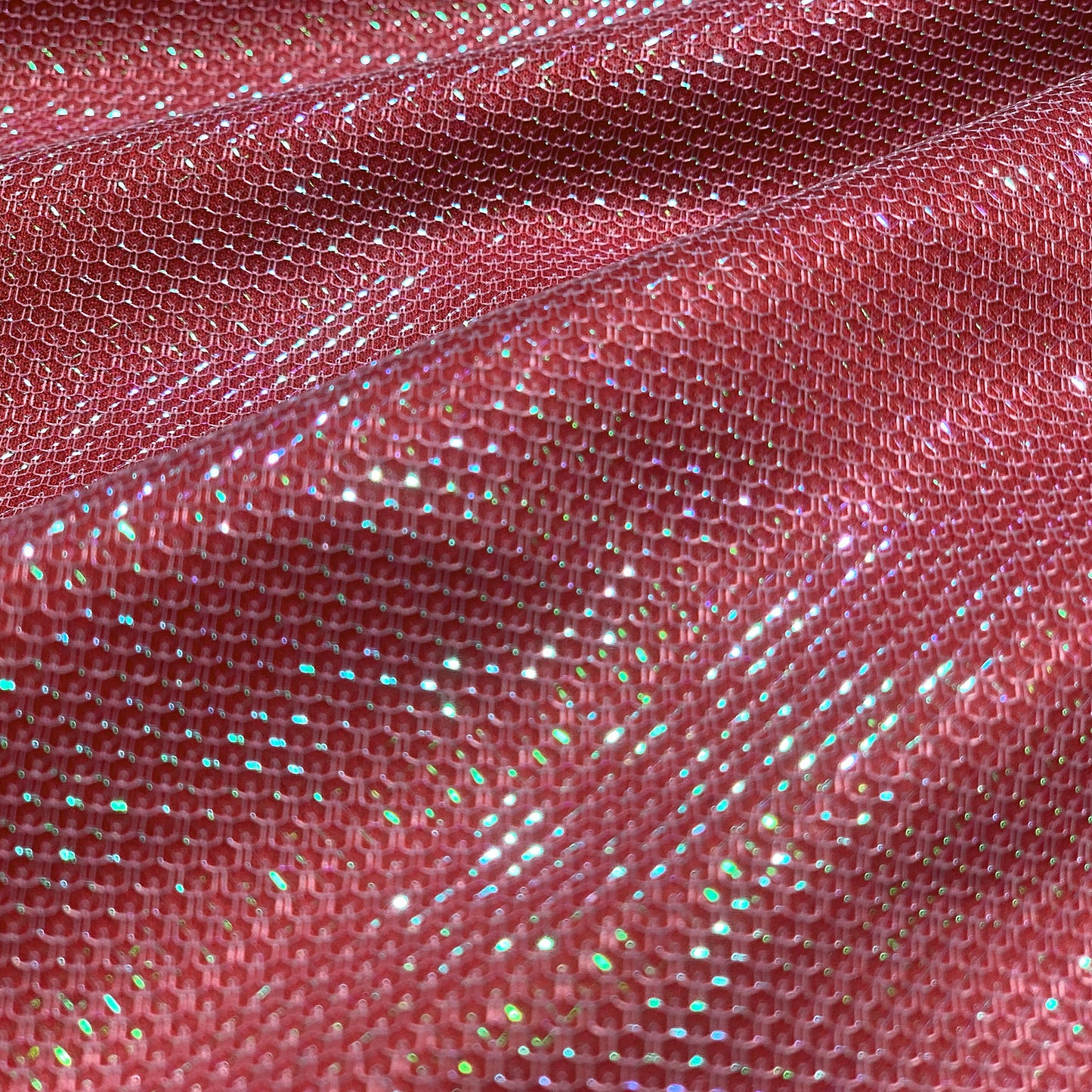 Trendy Red Dual Tone Net On Imported Lycra Fabric Fabric