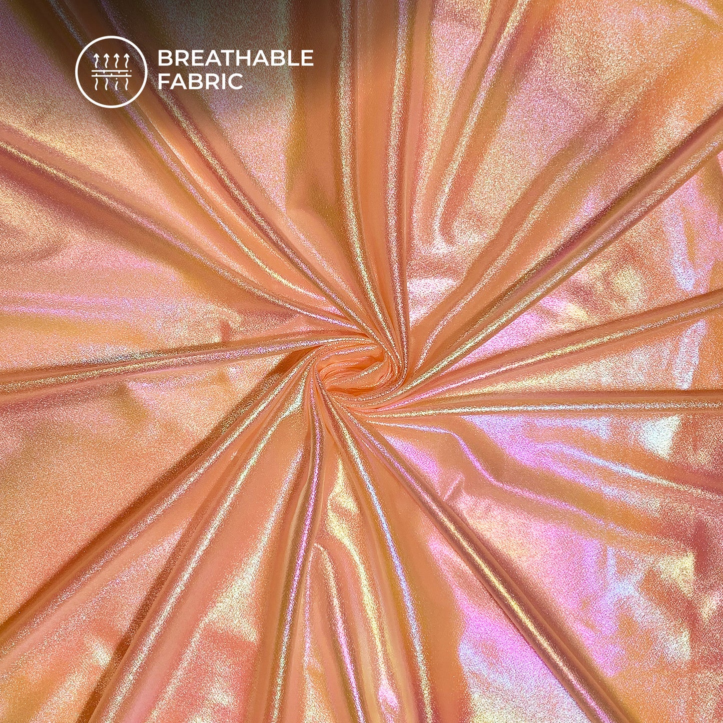 Peach Holographic Dual Tones Galaxy Imported Net Fabric (Width 62 Inches)