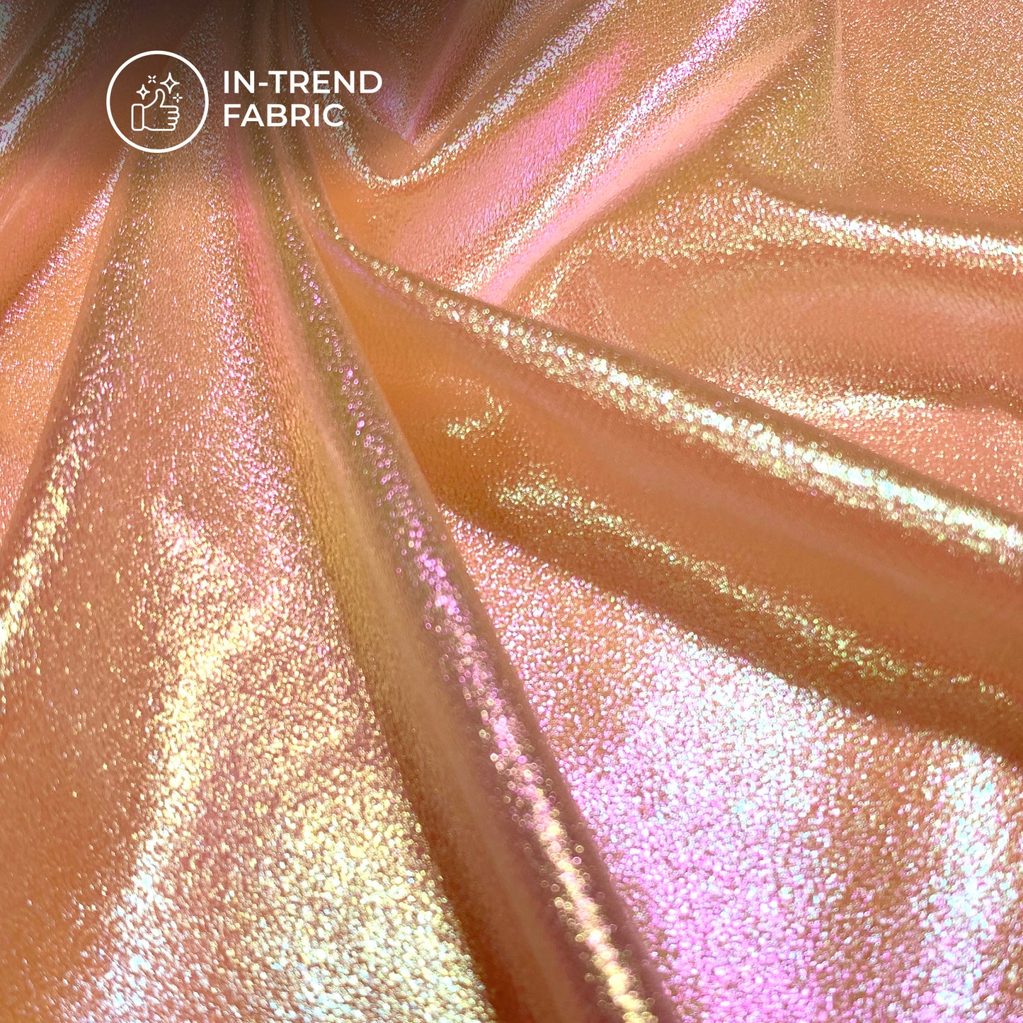 Peach Holographic Dual Tones Galaxy Imported Net Fabric (Width 62 Inches)