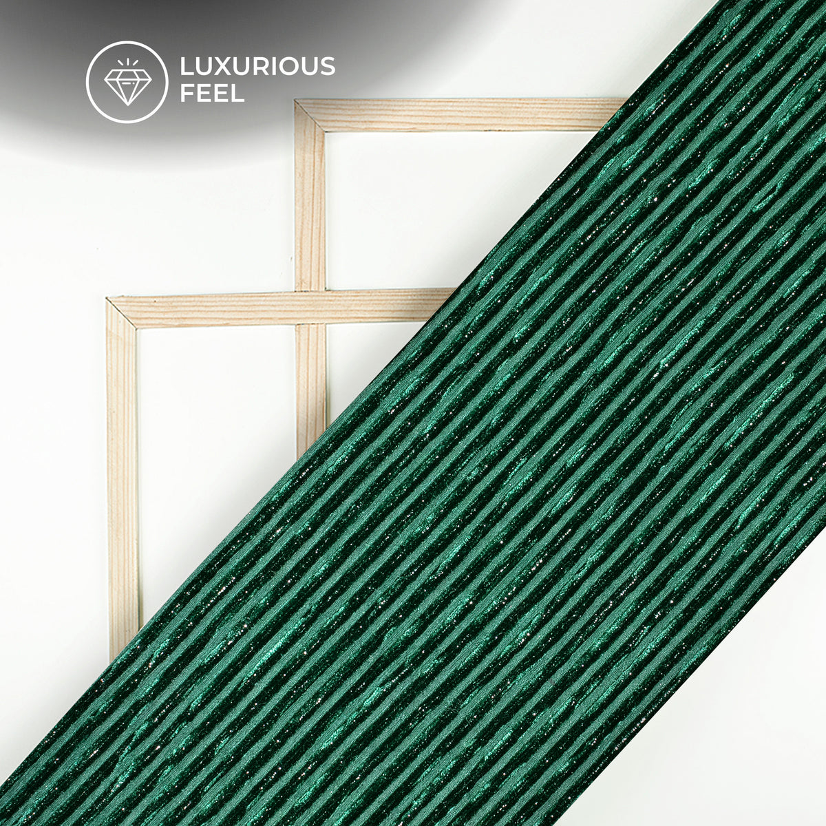 Exclusive Dark Green Stripes Luxurious Imported Velvet Fabric