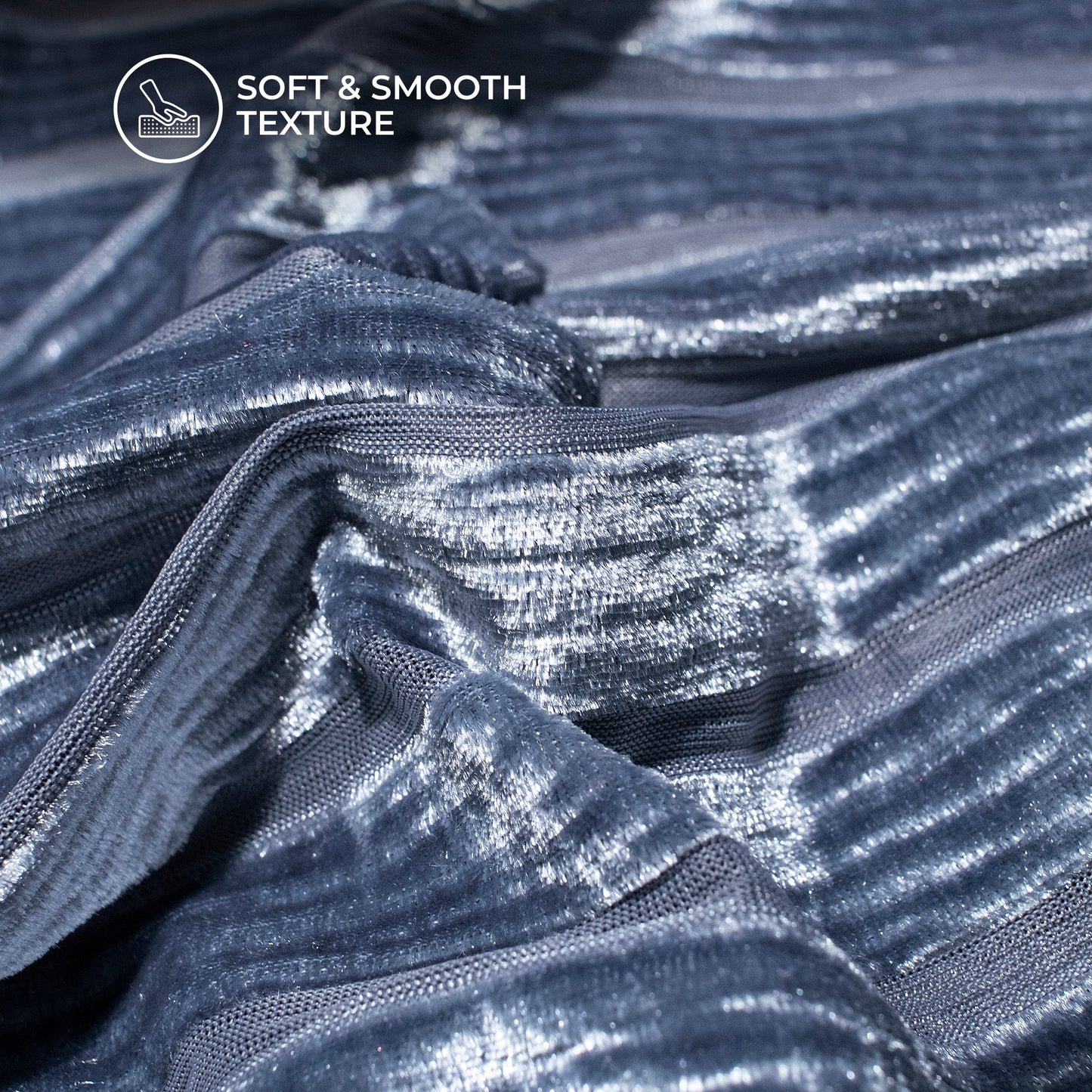 Beautiful Dolphin Grey Stripes Luxurious Imported Velvet Fabric