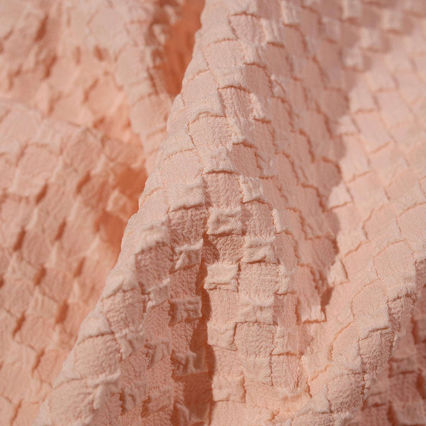 Exclusive Peach Square Bubble Waffle Imported Fabric