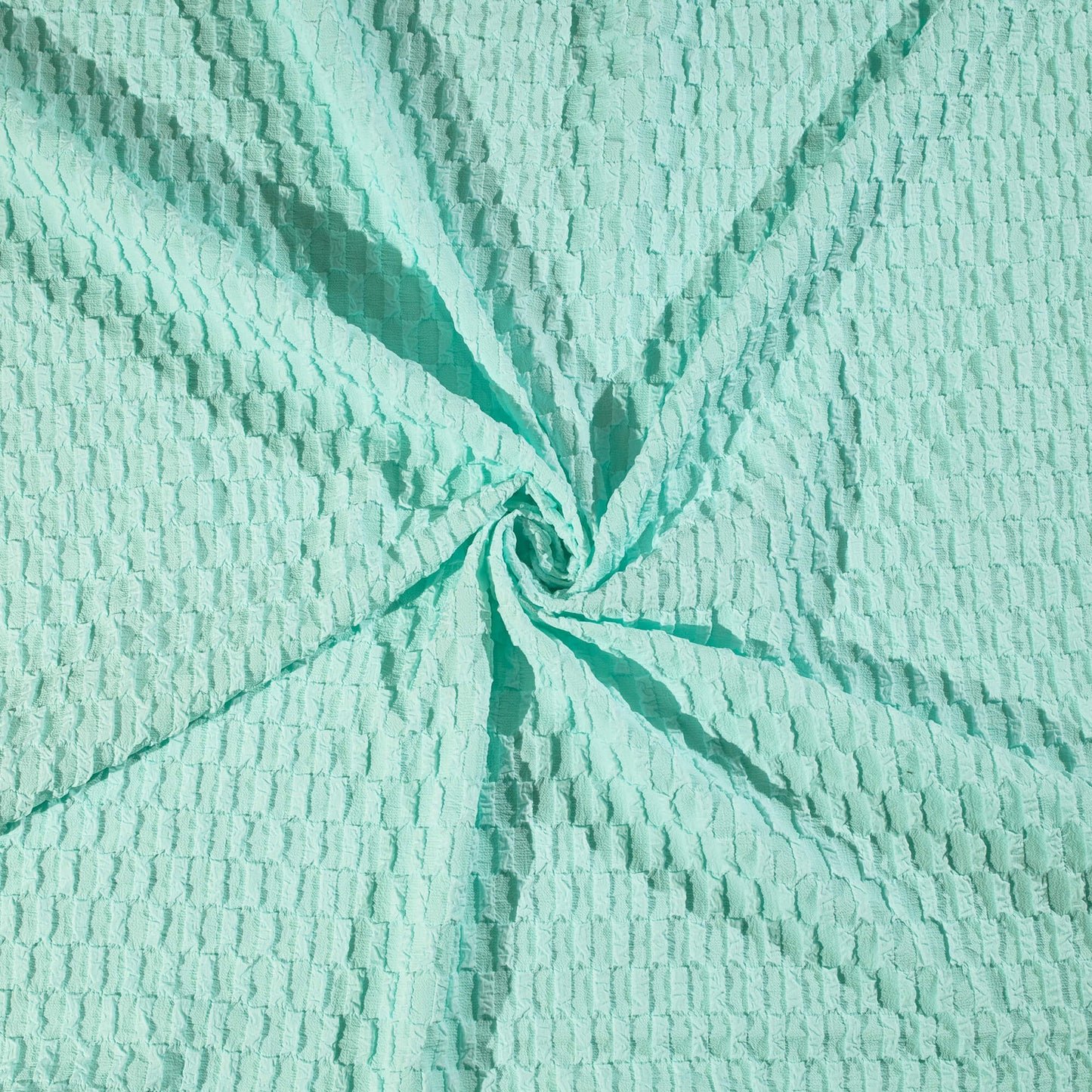 Exclusive Teal Blue Square Bubble Waffle Imported Fabric
