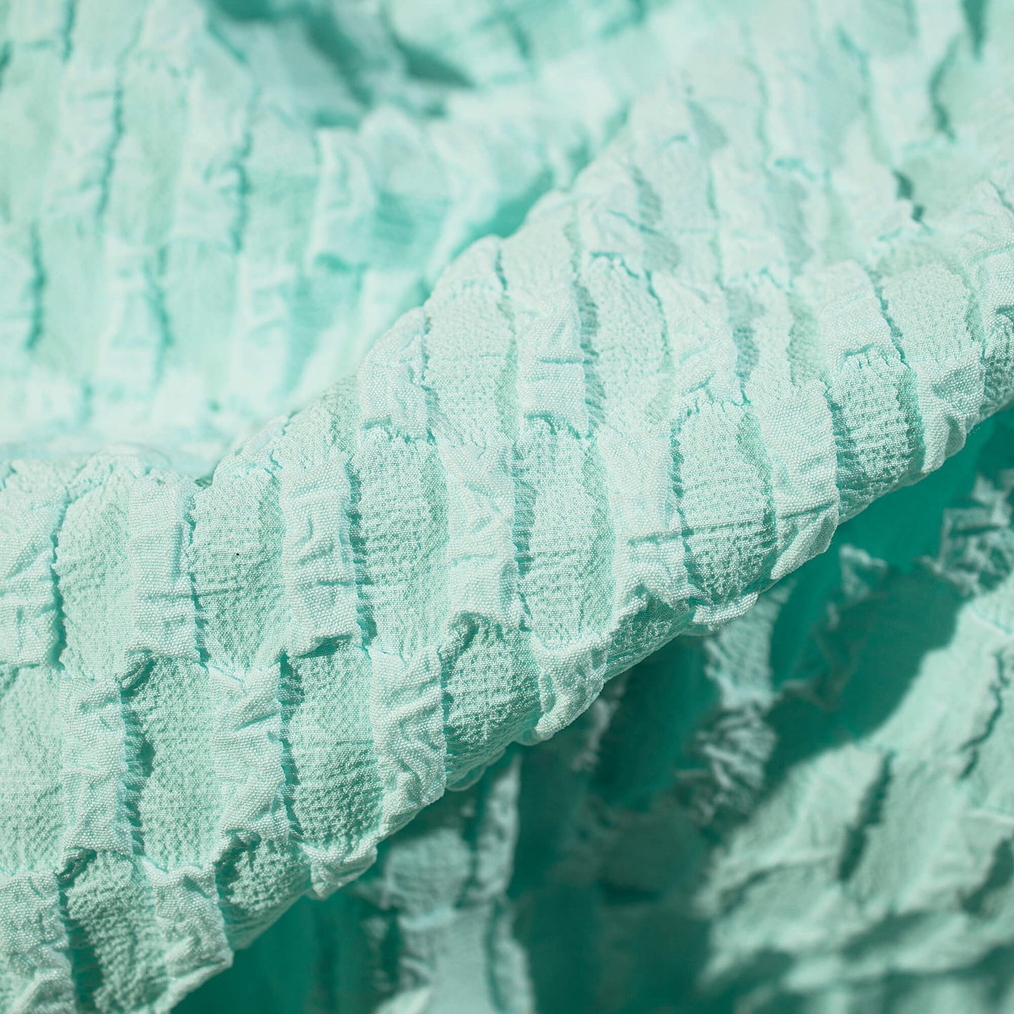 Exclusive Teal Blue Square Bubble Waffle Imported Fabric