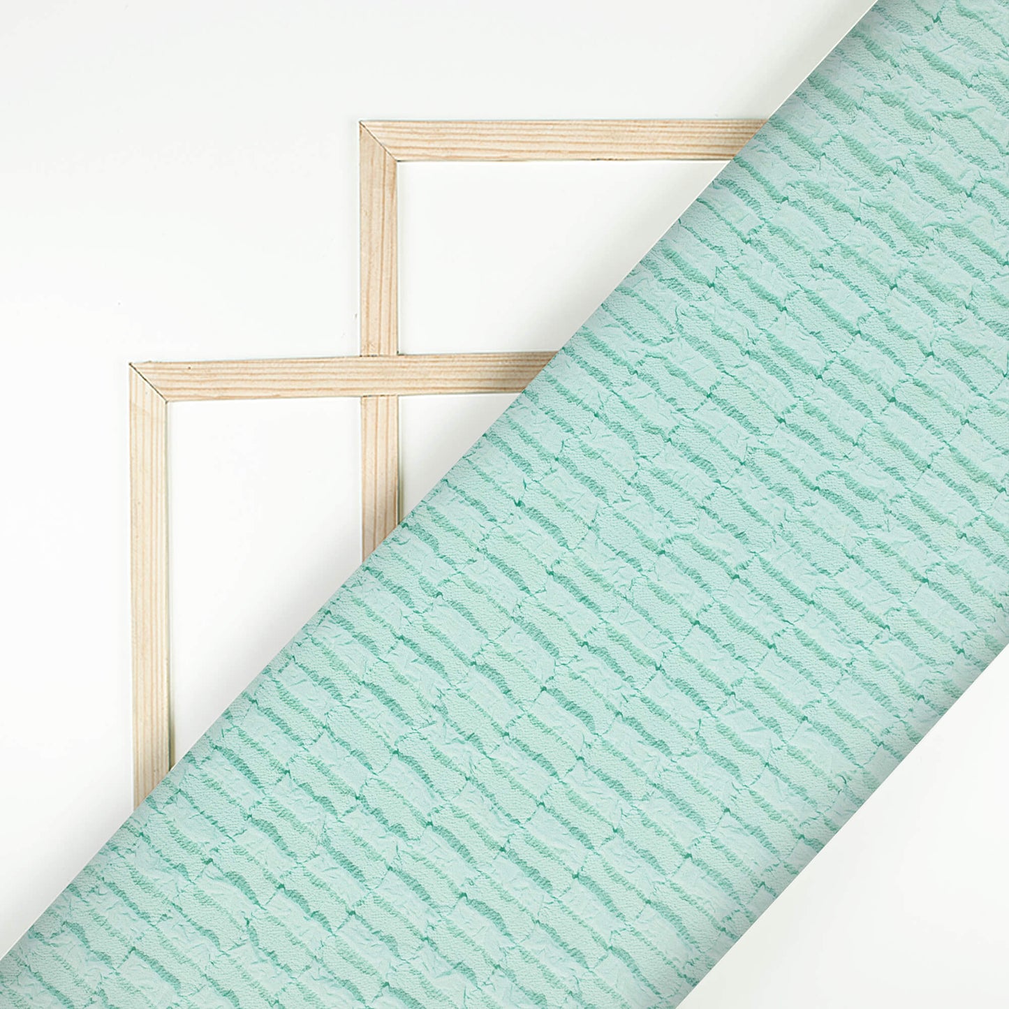 Exclusive Teal Blue Square Bubble Waffle Imported Fabric