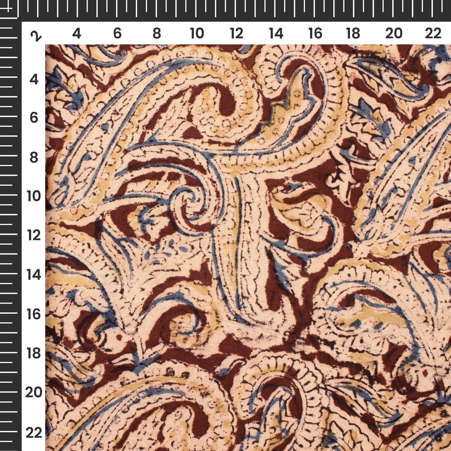 Sangria Brown Paisley Pattern Kalamkari Cotton Fabric