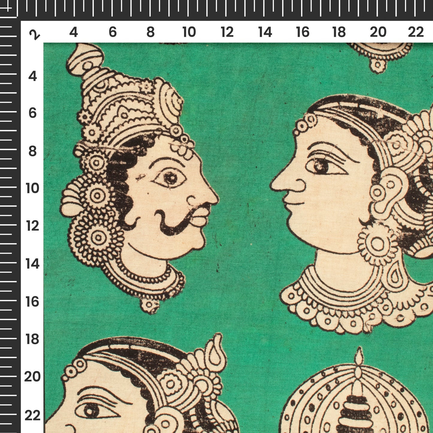 Green Quirky Pattern Kalamkari Cotton Fabric