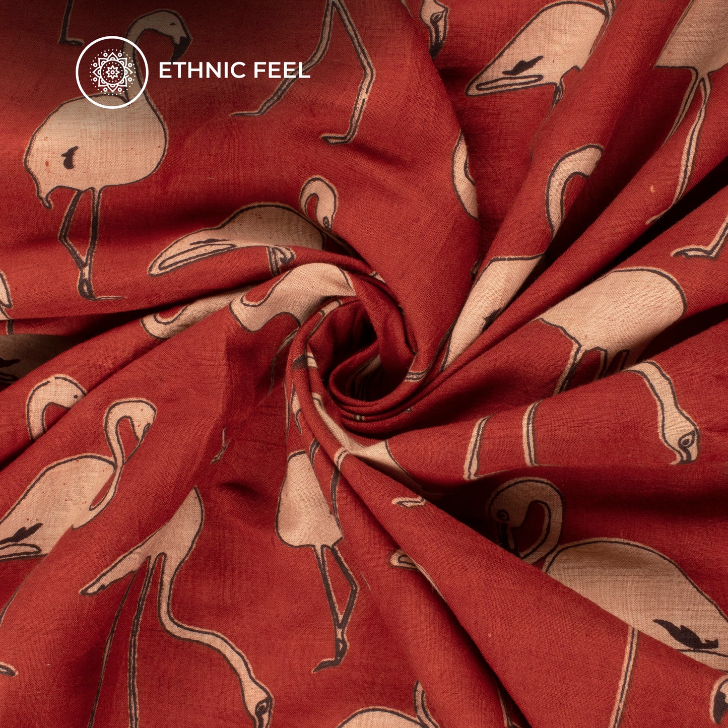 Sangria Brown Quirky Pattern Kalamkari Cotton Fabric