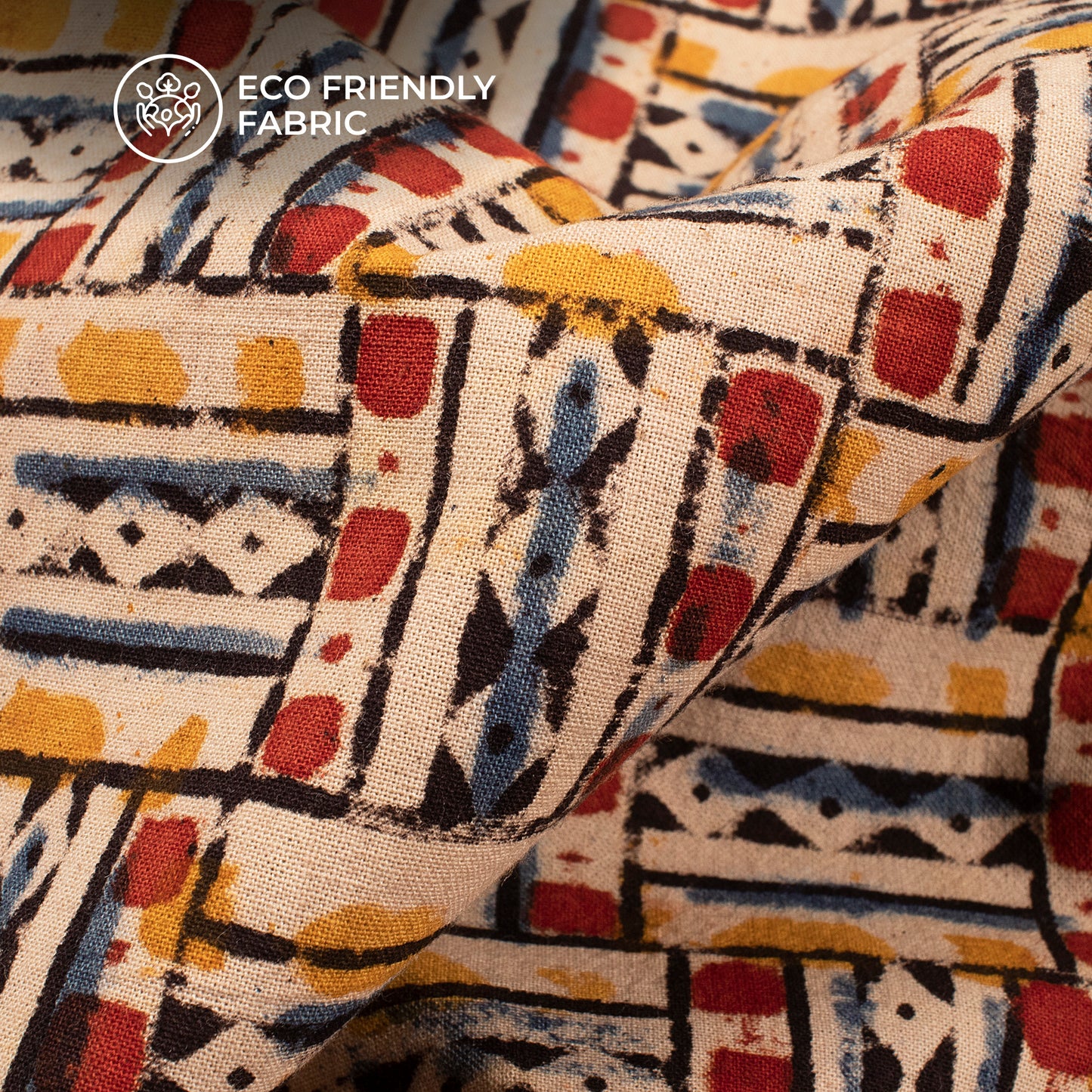 Maroon And Yellow Traditional Pattern Kalamkari Cotton Fabric