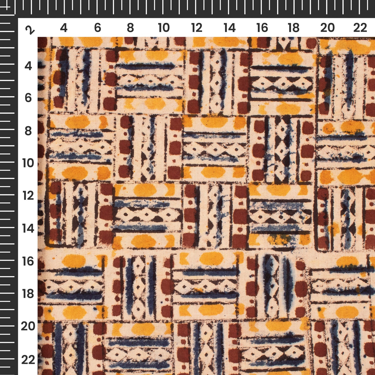 Brown And Yellow Traditional Pattern Kalamkari Cotton Fabric