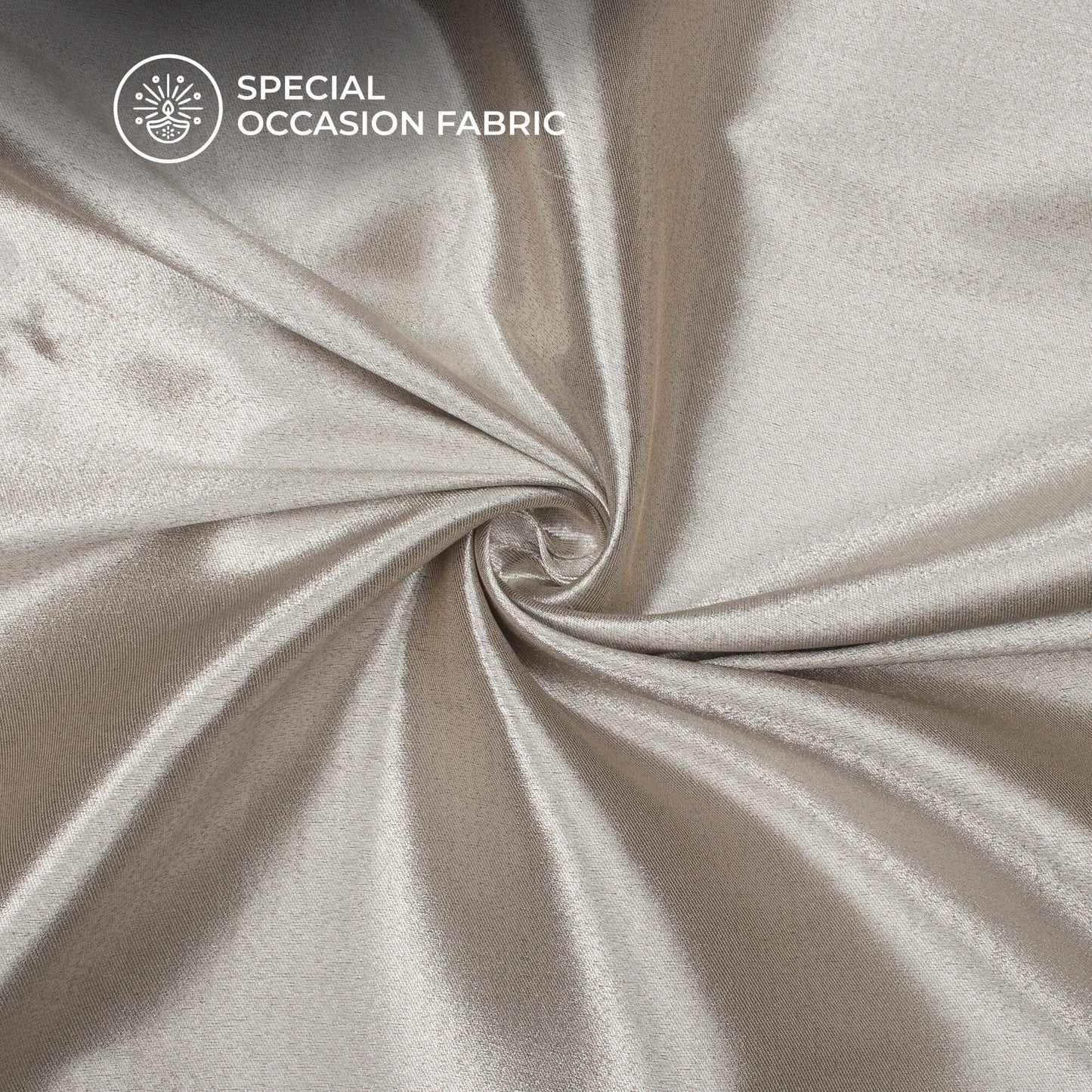 Silver Plain Pure Satin Tissue Banarasi Silk Fabric