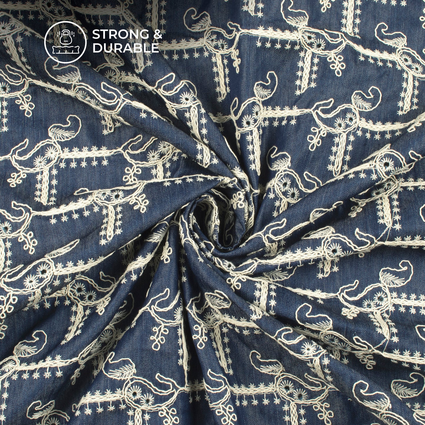 Exclusive Paisley Embroidery Work Denim Fabric