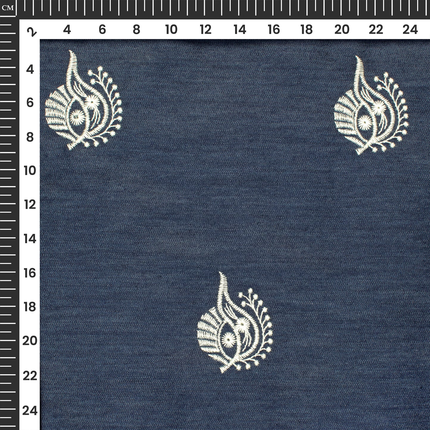 Exclusive Floral Embroidery Work Denim Fabric