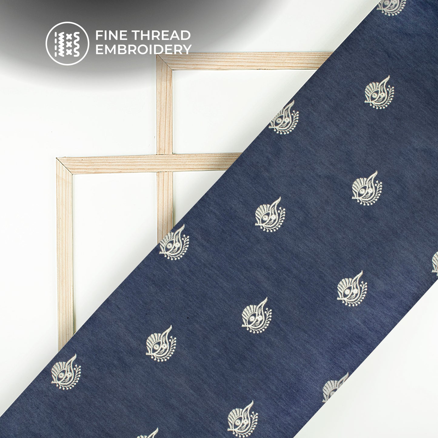 Exclusive Floral Embroidery Work Denim Fabric