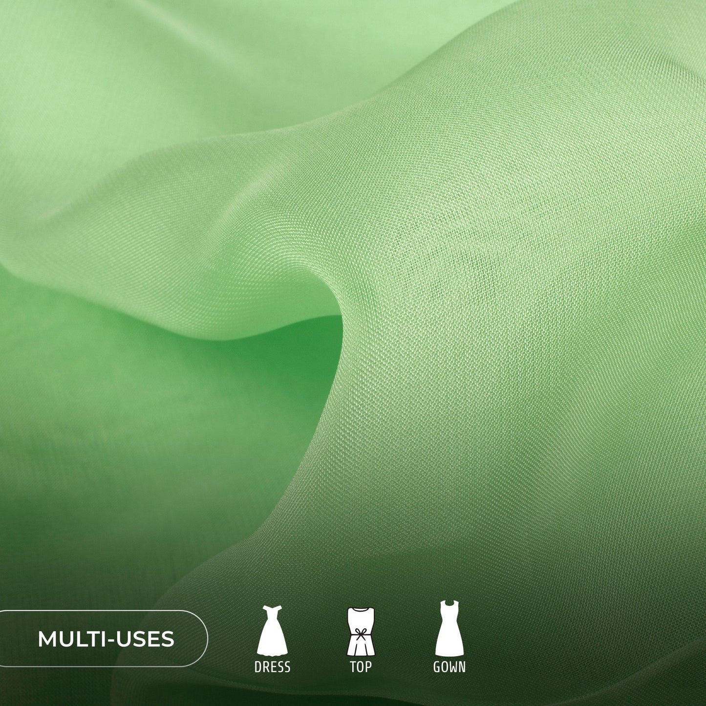 Mint Green Plain Pure Organza Fabric