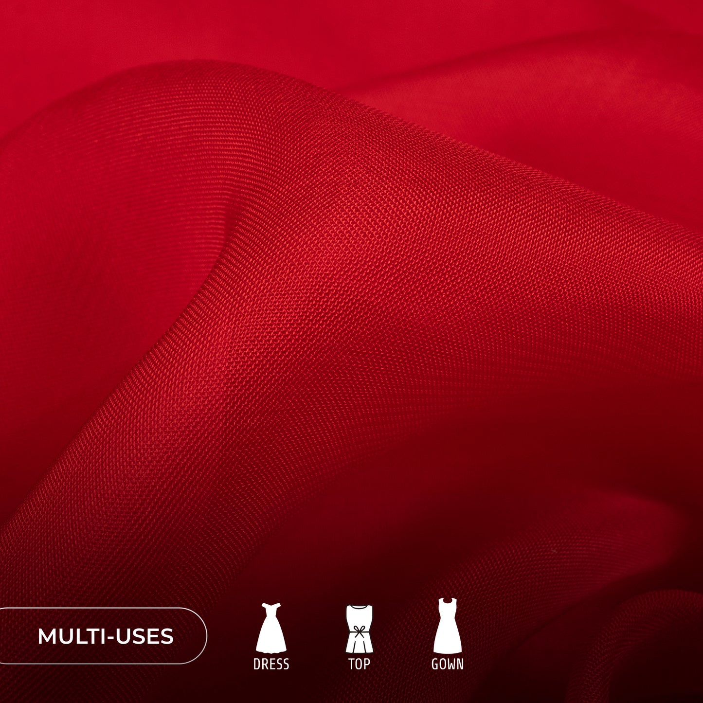 Rose Red Plain Pure Organza Fabric