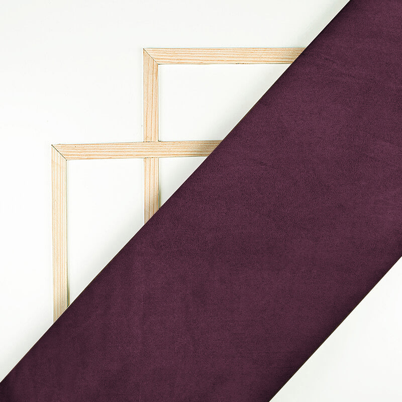 Wine Purple Plain Suede Fabric (Width 58 Inches)