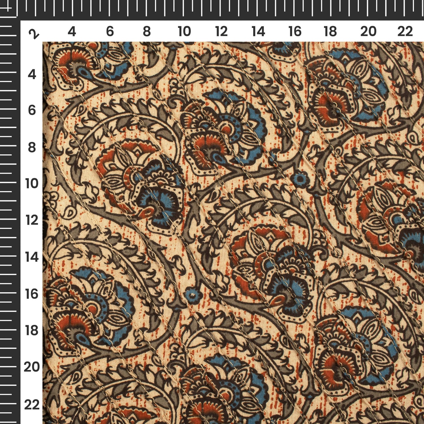 Trendy Floral Kalamkari Pin-Tucks Cotton Fabric