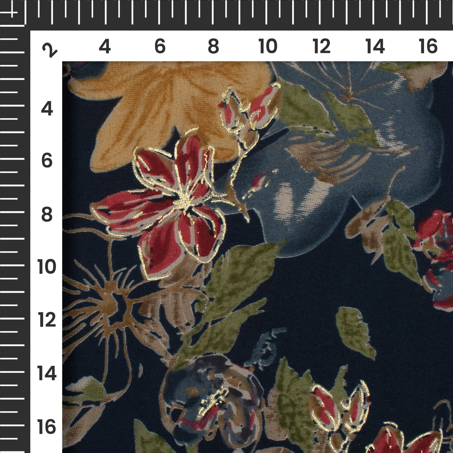 Fabulous Floral Gold Foil Work Viscose Fabric