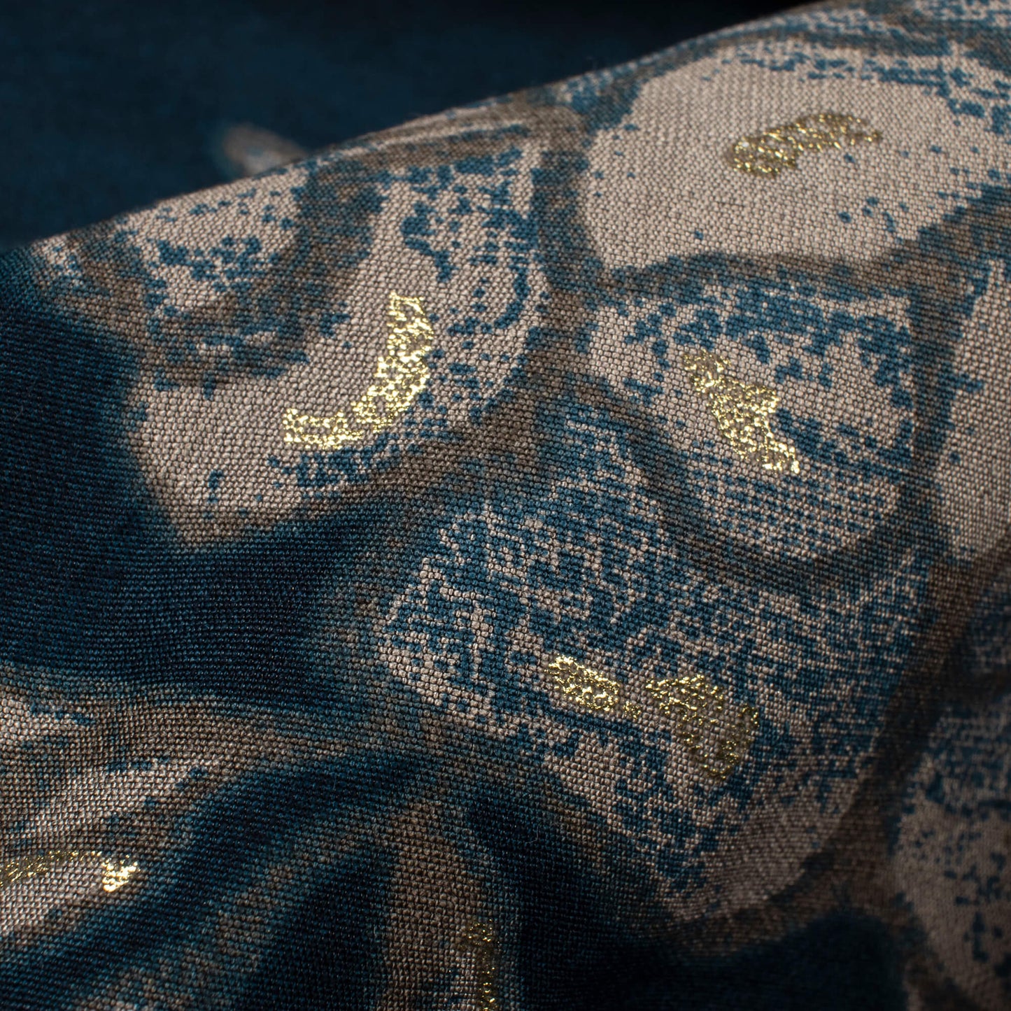Antique Rose Gold Foil Work Viscose Fabric