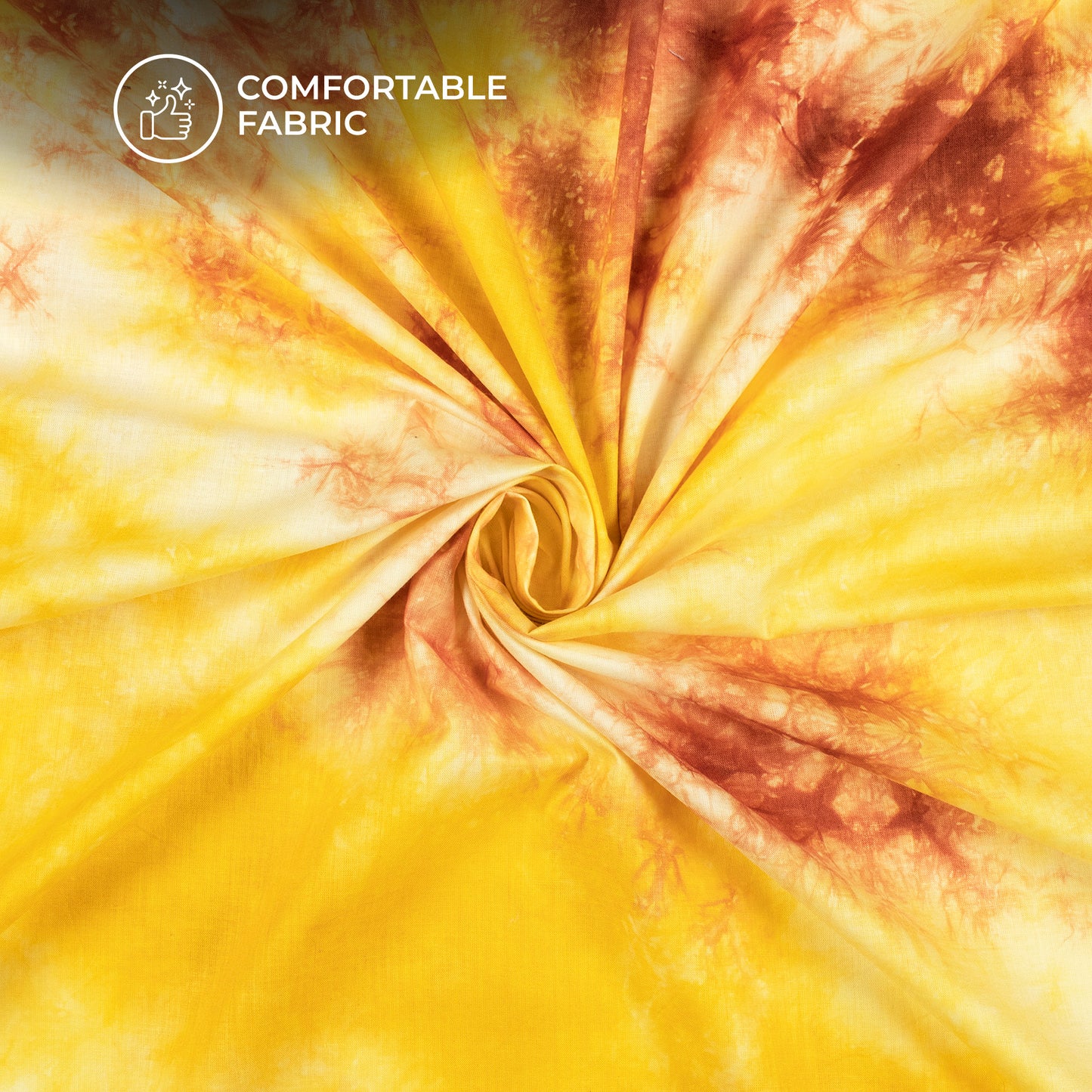 Blonde Yellow And Brown Tie And Dye Cotton Fabric