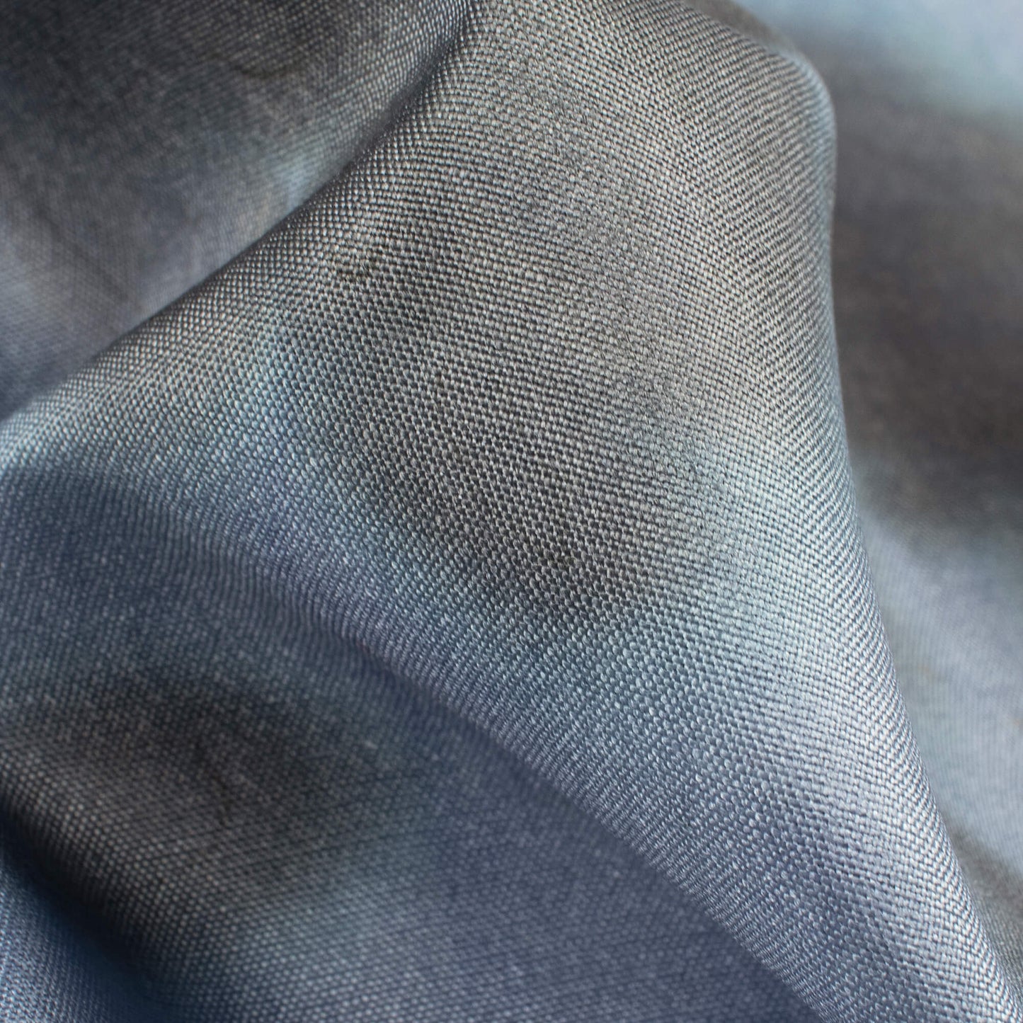 Steel Blue And Grey Tie & Dye Cotton Silk Fabric