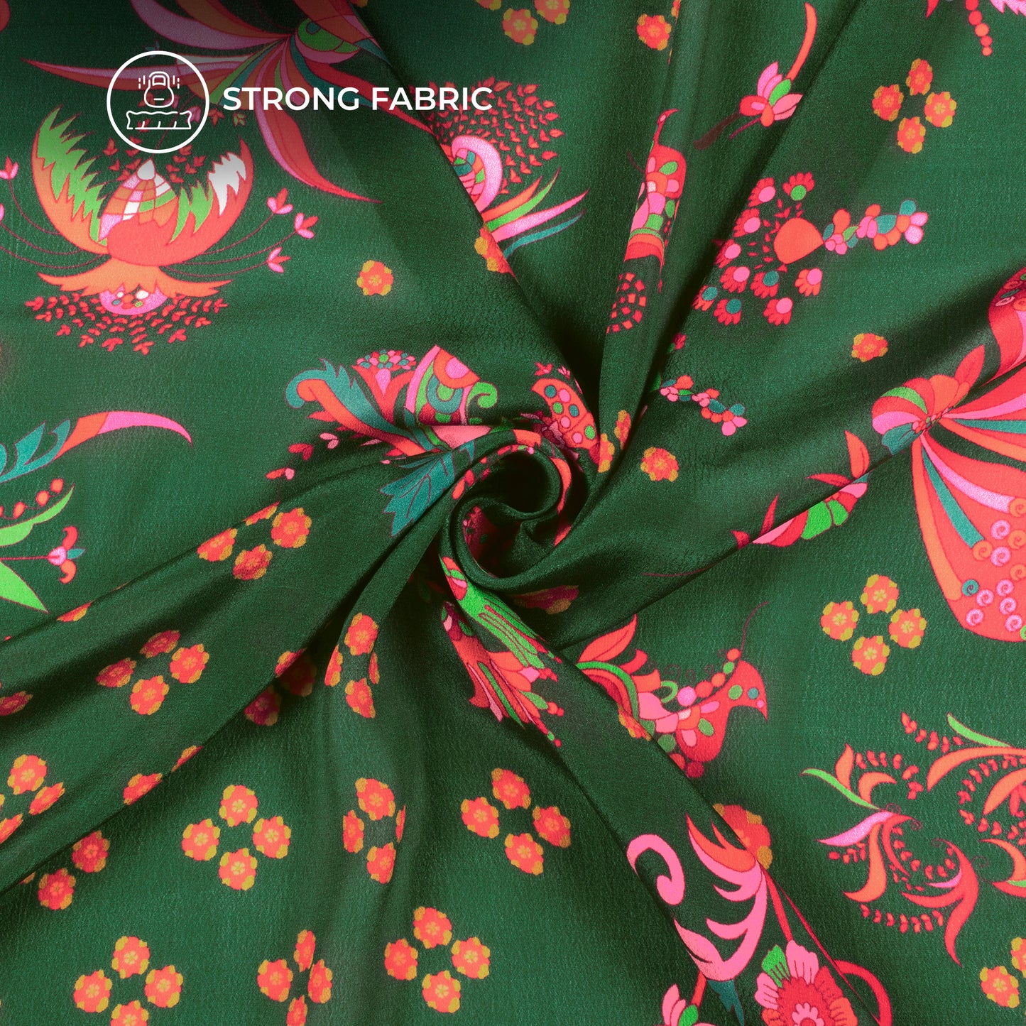 Yellow Eye–Catching Flora Digital Print Viscose Natural Crepe Fabric