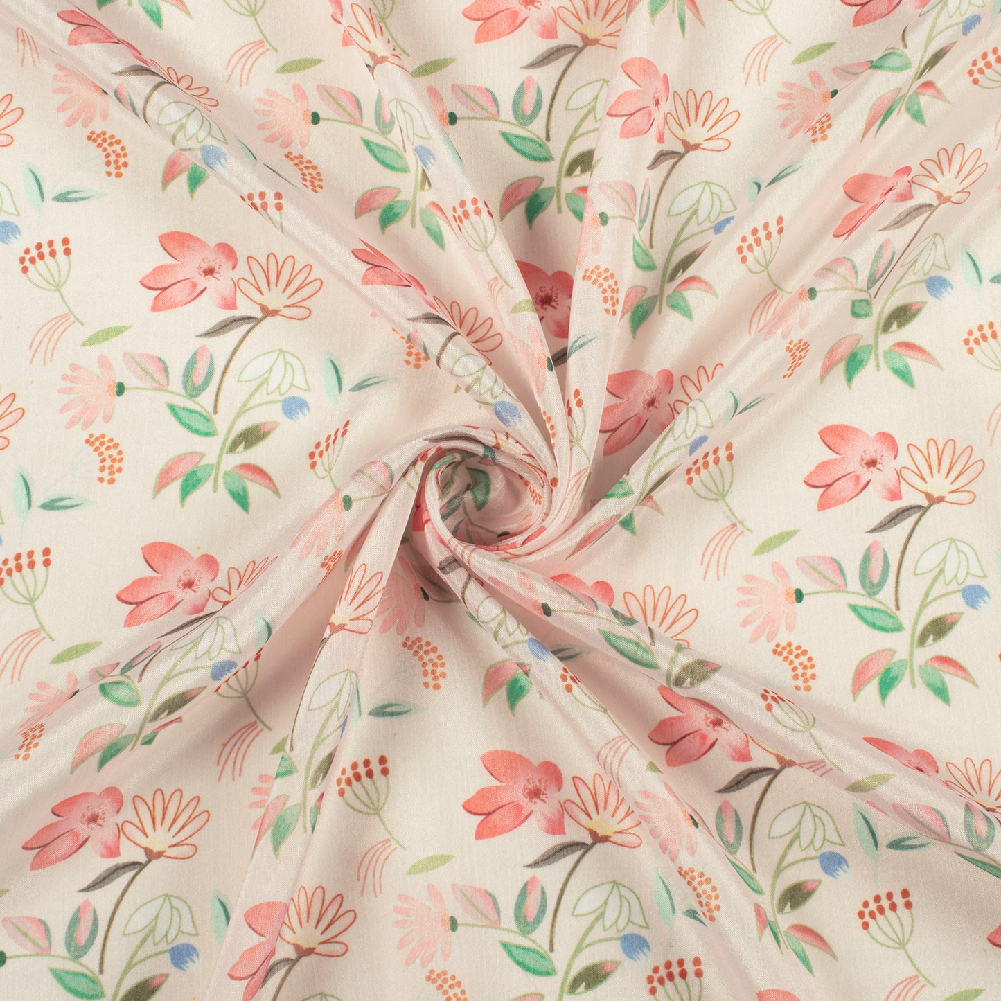 Beautiful Pink Floral Digital Print Poly Chinnon Chiffon Fabric